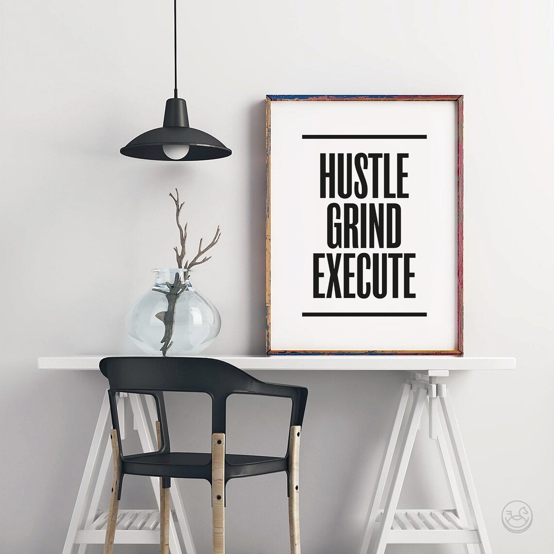 Hustle Grind Execute Inspirational Quote Poster - Image 2