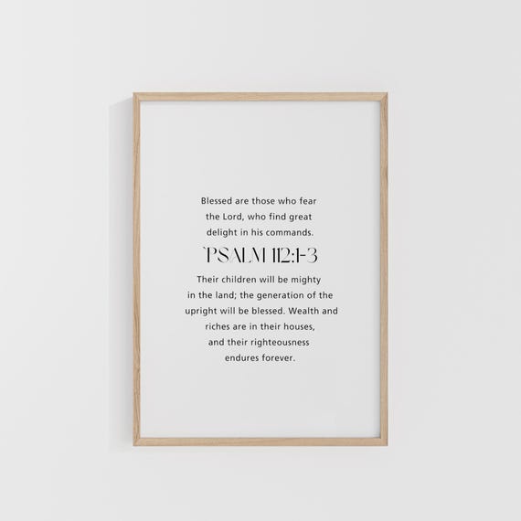 Psalm 11213 Blessed Are Those Who Fear The Lord Bible Verse Minimal Christian Print Scripture Wall Art Home Decor