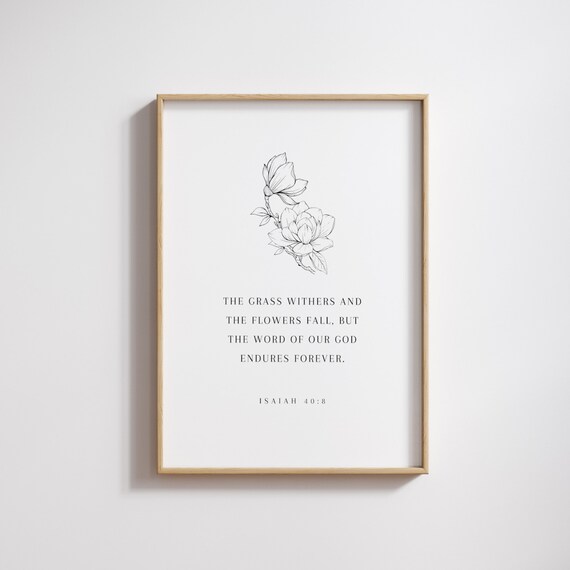 Isaiah 408 The Word Of Our God Endures Forever Poster Floral Faith Verse