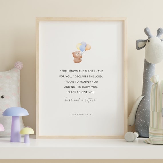 Jeremiah 2911 For I Know The Plans Have You Nursery Bible Verse Wall Art Boys Prints Decor