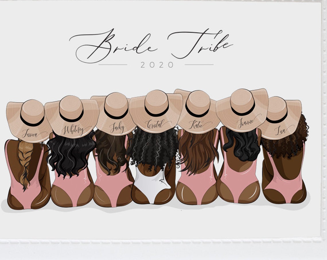 Bride Tribe 2020 Bridesmaids Swimsuit Personalized Hats Poster