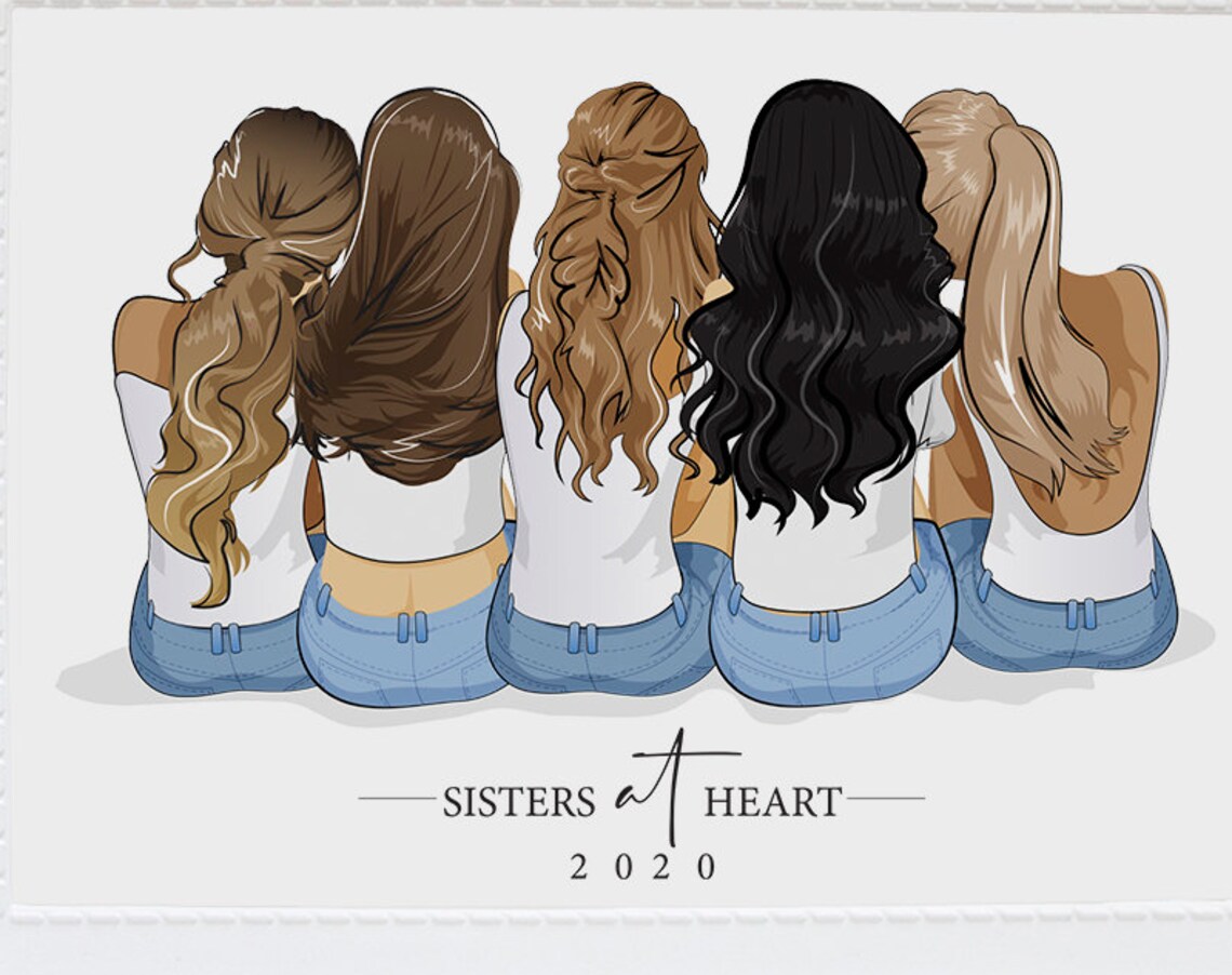 Personalized Best Friend Illustration Art Print, Custom