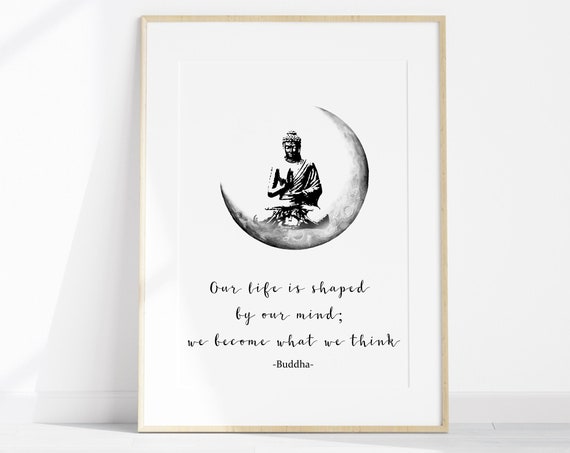 Mindfulness Poster Buddha Quotes Signs Spiritual Decor Zen Wall Art Quotes About Life We Become What We Think