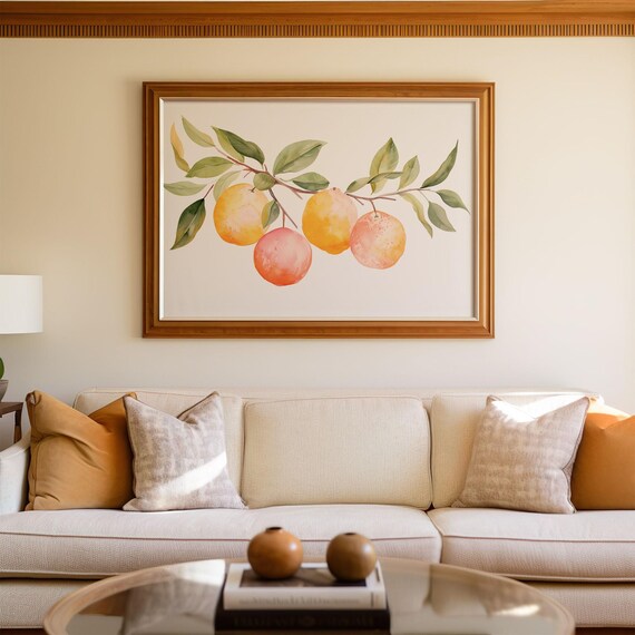 Orange Fruit Wall Art Minimalist Farmhouse Kitchen Wall Art Orange Flower Botanical Wall Art Citrus Print Tropical Fruit Wall Art 116