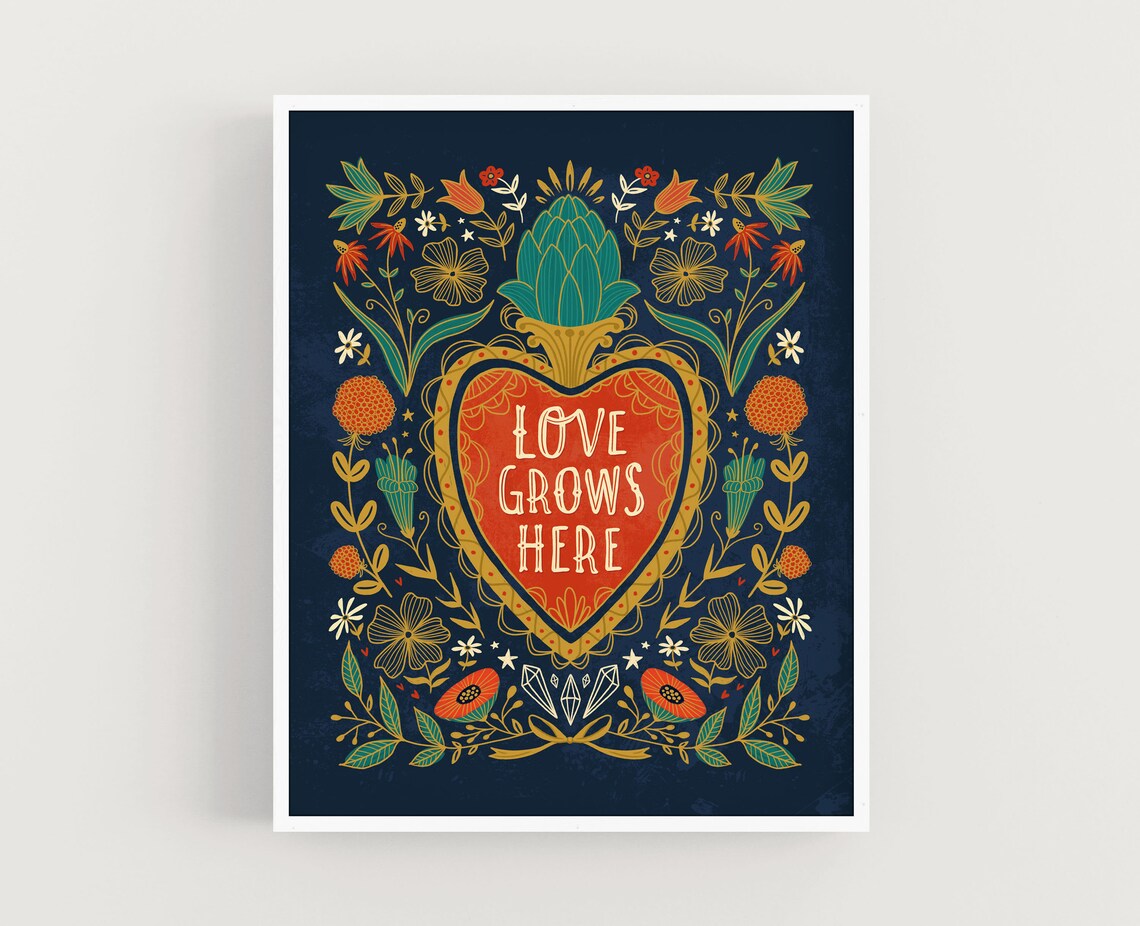 Love Grows Here, Family Home Wall Art Print for the Home
