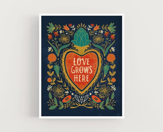 Love Grows Here, Family Home Wall Art Print for the Home