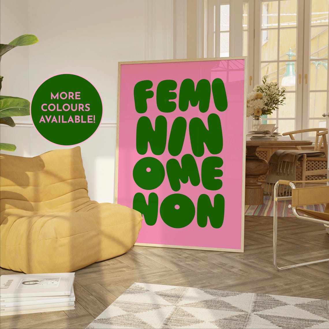 Femininomenon Chappell Roan Green Bubble Letter Pink Wall Art
