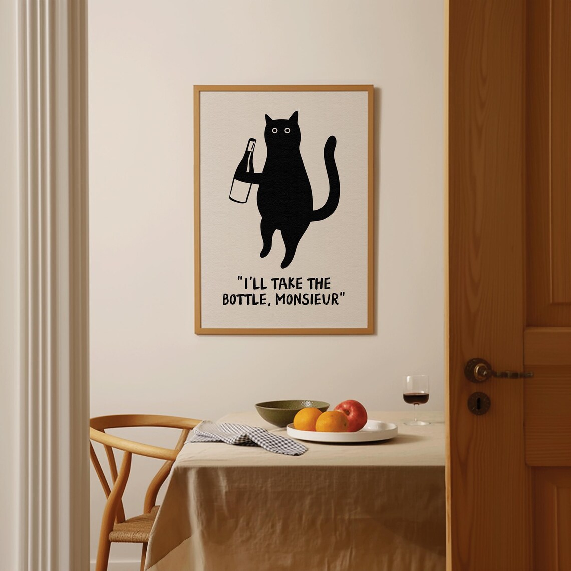 Funny Wine Cat Poster, Vintage Kitchen Wall Art - Image 5