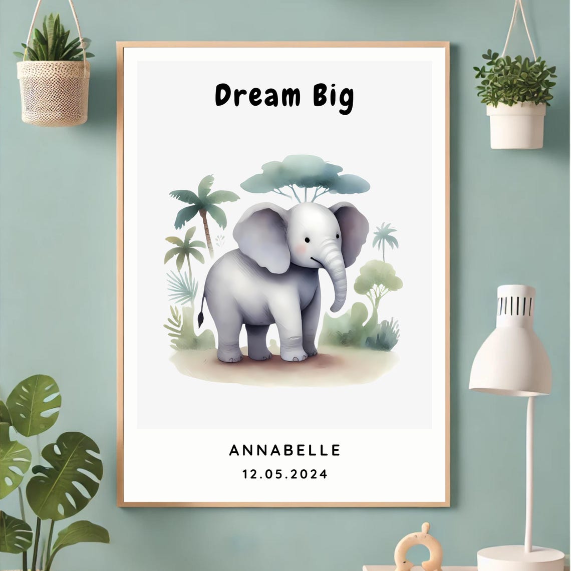 Personalizable Elephant Safari Nursery Gift - Image 3