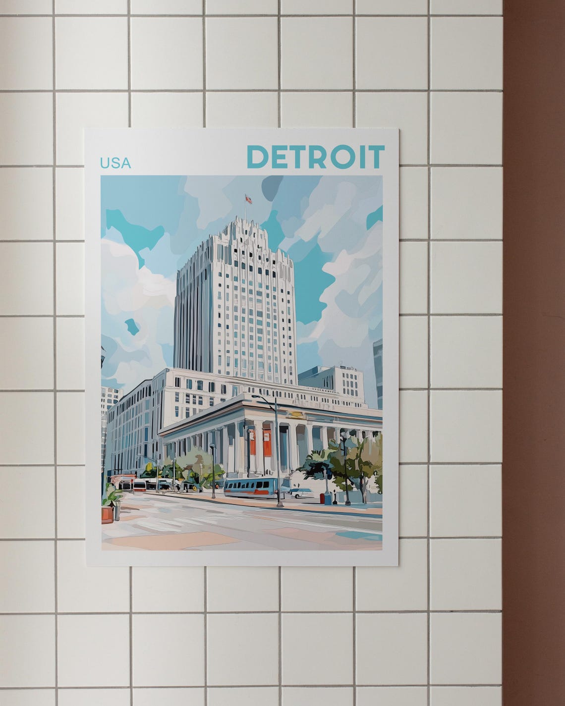 Detroit Skyline Travel Poster - Image 3