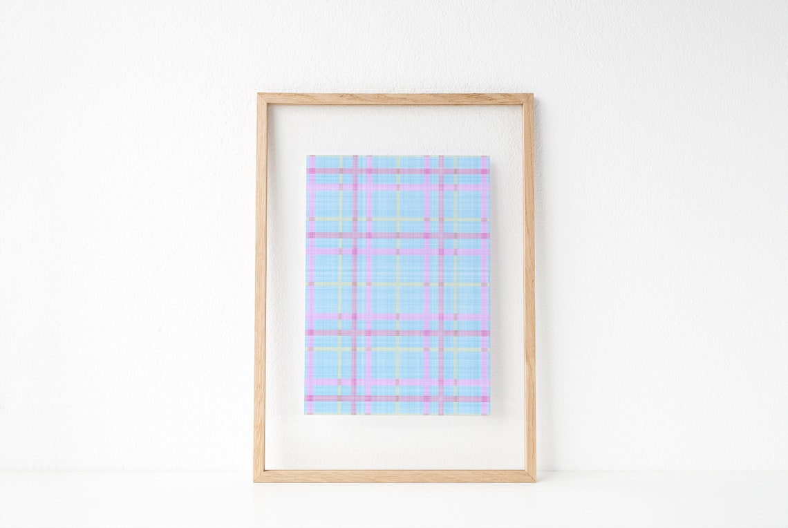 Pastel Plaid Spring Check Pattern Poster Blue Pink Easter Decor - Image 2