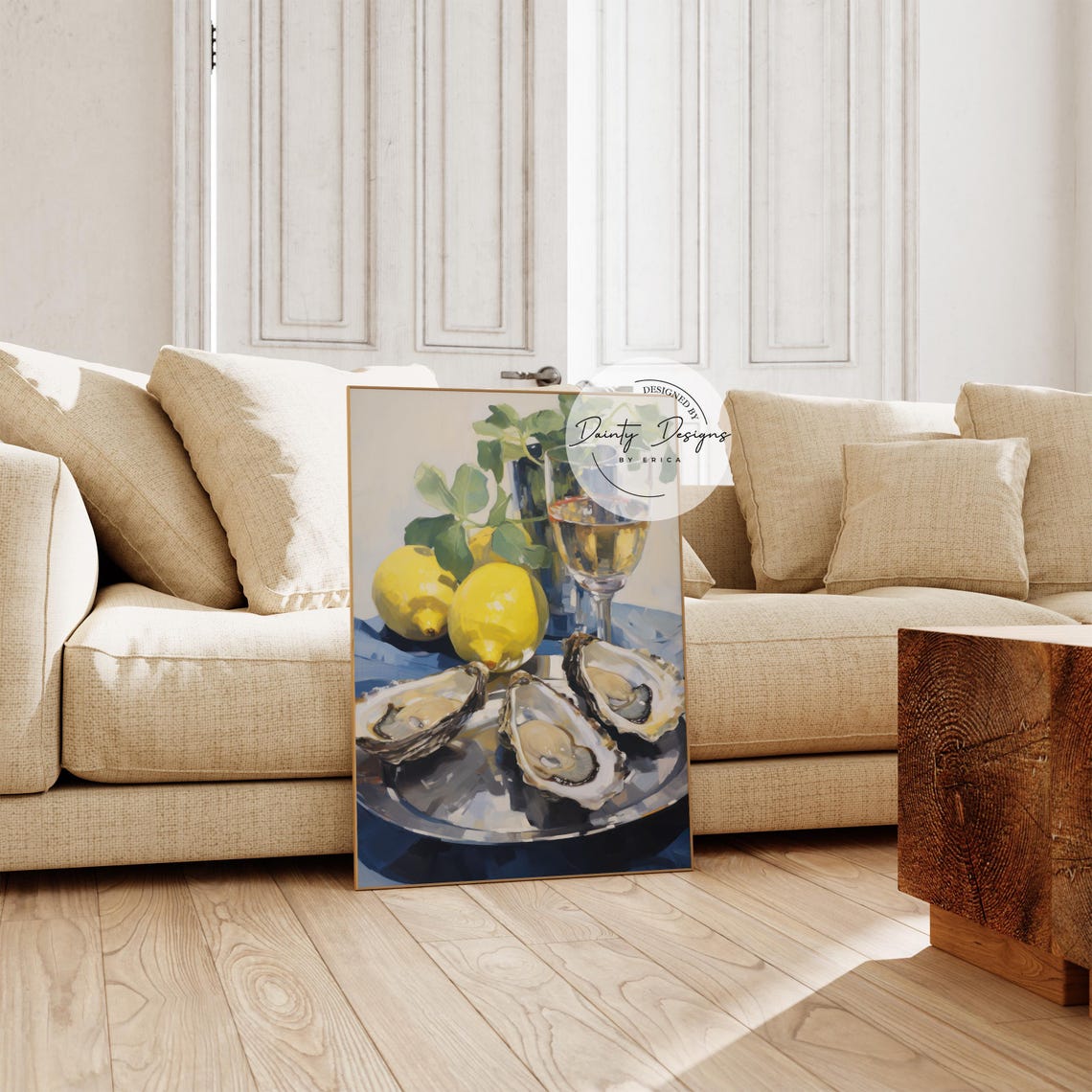 Oyster and Lemon Kitchen Poster Impressionist Seafood Still Life - Image 3