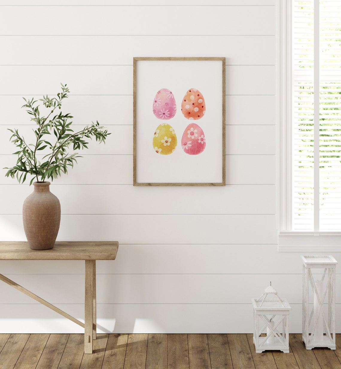 Four Watercolor Easter Eggs Pastel Spring Floral Pattern Print - Image 3