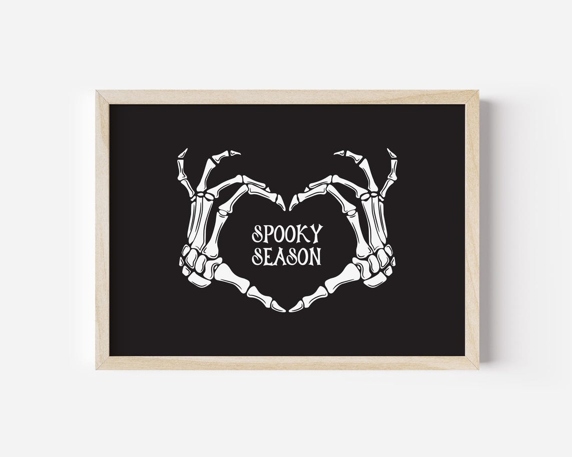 Skeleton Heart Hands Spooky Season Halloween Gothic Art Poster - Image 2