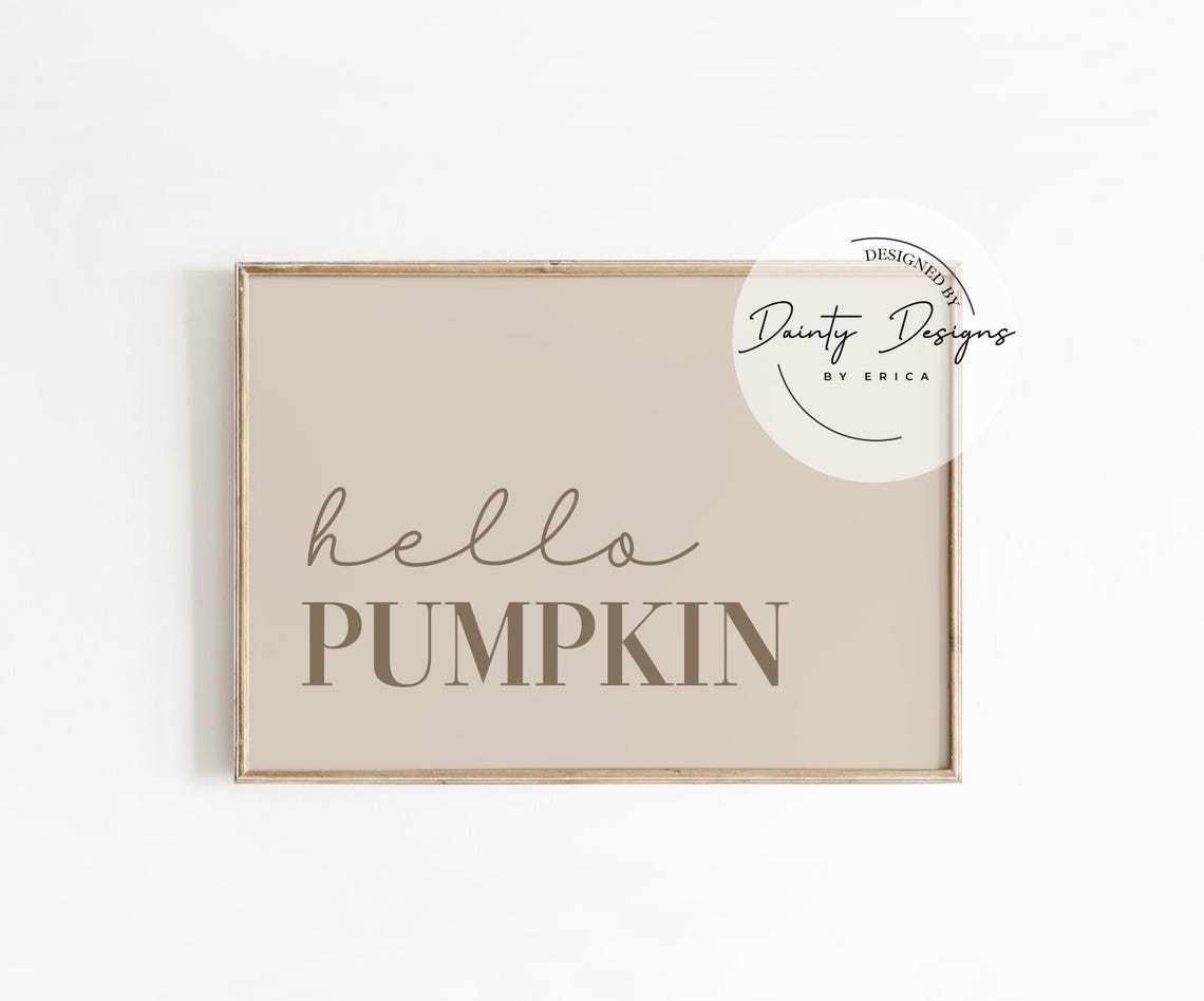 Hello Pumpkin Fall Sign Poster Neutral Beige Autumn Wall Decor - Image 4