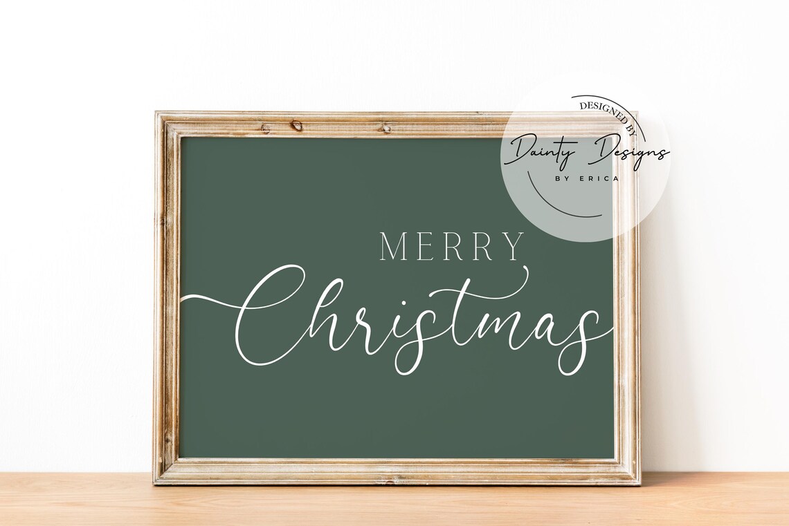 Merry Christmas Classic Typography Dark Green Beautiful Poster - Image 2