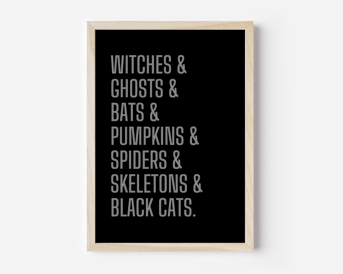 Halloween Witches Ghosts Bats Pumpkins Spiders Skeletons Black Cats Print - Image 3