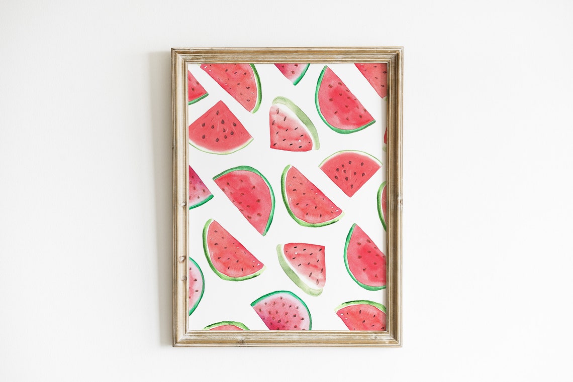 Watercolor Watermelon Slices Summer Fruit Kitchen Art Poster - Image 2