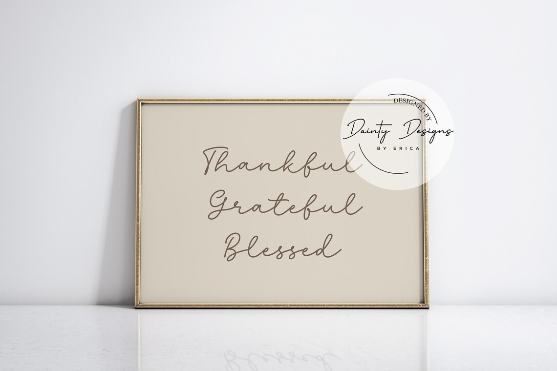 Thankful Grateful Blessed - Minimalist Autumn Art Print