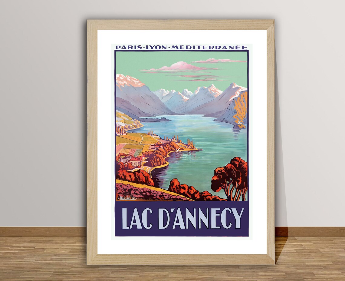 Lake Annecy Vintage Travel Poster, France Travel Poster