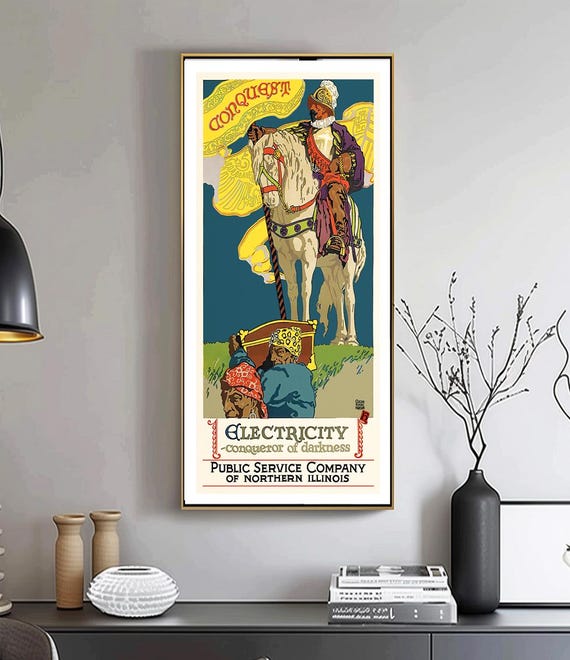 Electricity Conqueror Of Darkness Vintage Science Poster