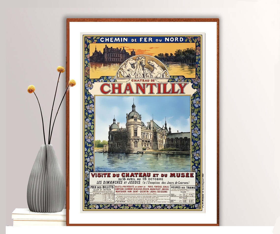 Chateau De Chantilly Museum Visit French Railway Travel Poster
