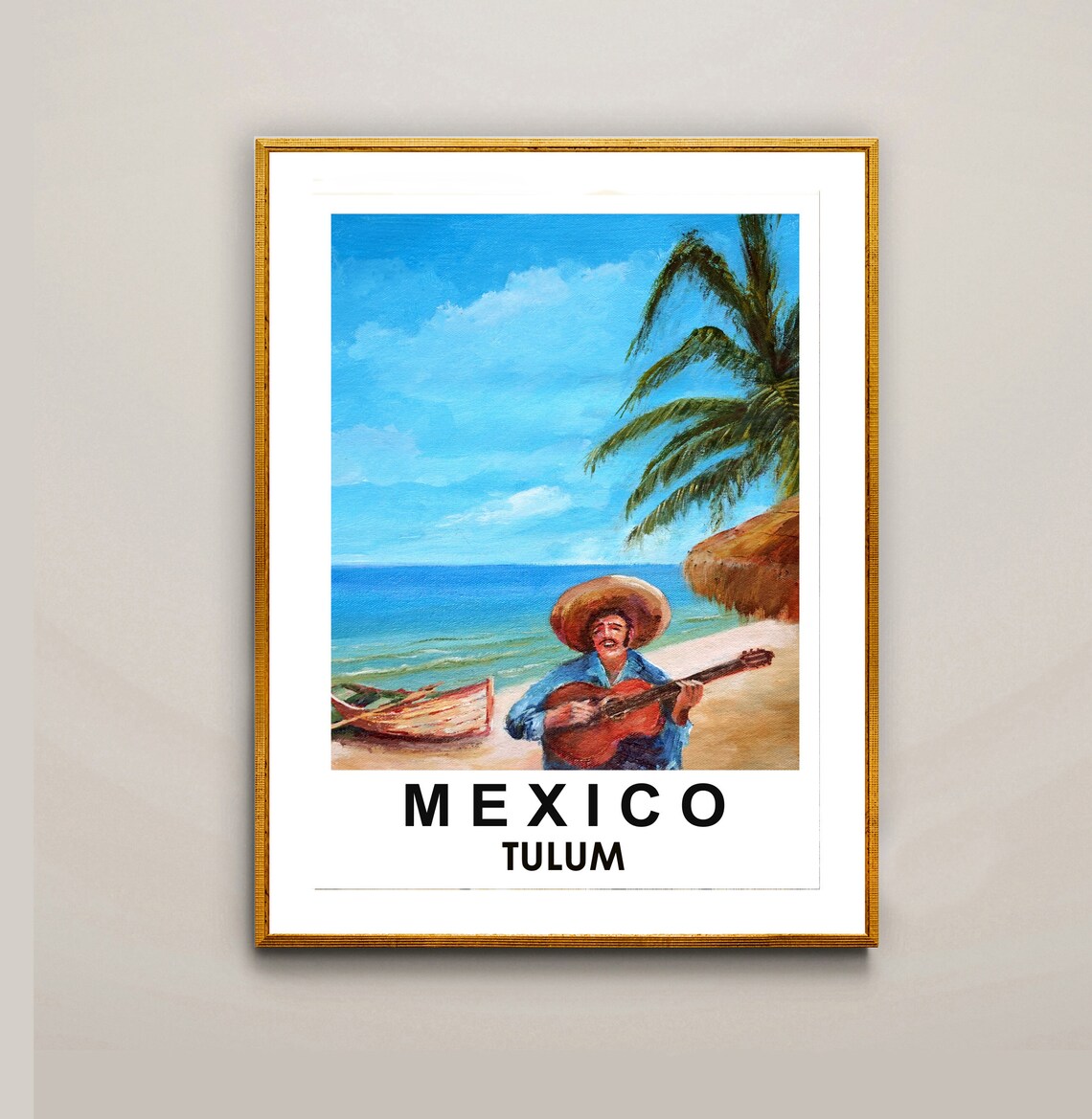 Tulum Vintage Travel Poster, Mexico Travel Print