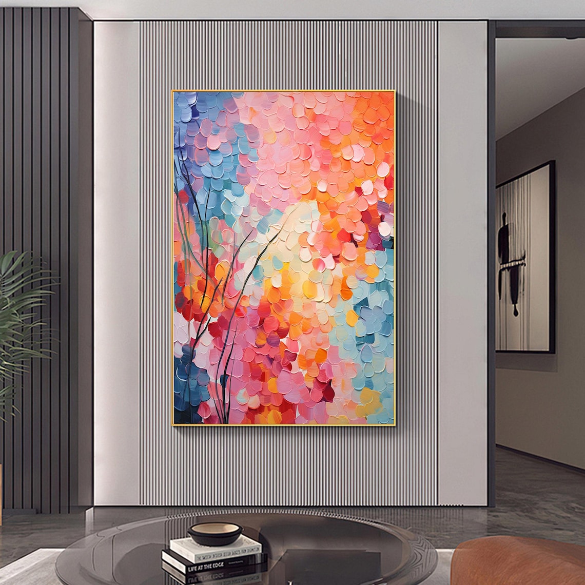 Custom Minimalist Floral Oil Painting, Abstract Texture - Image 4