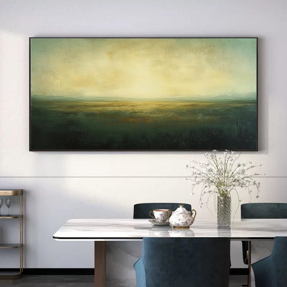 Gold Foil Abstract Landscape Golden Marsh Panoramic Modern Wall Art - Image 3