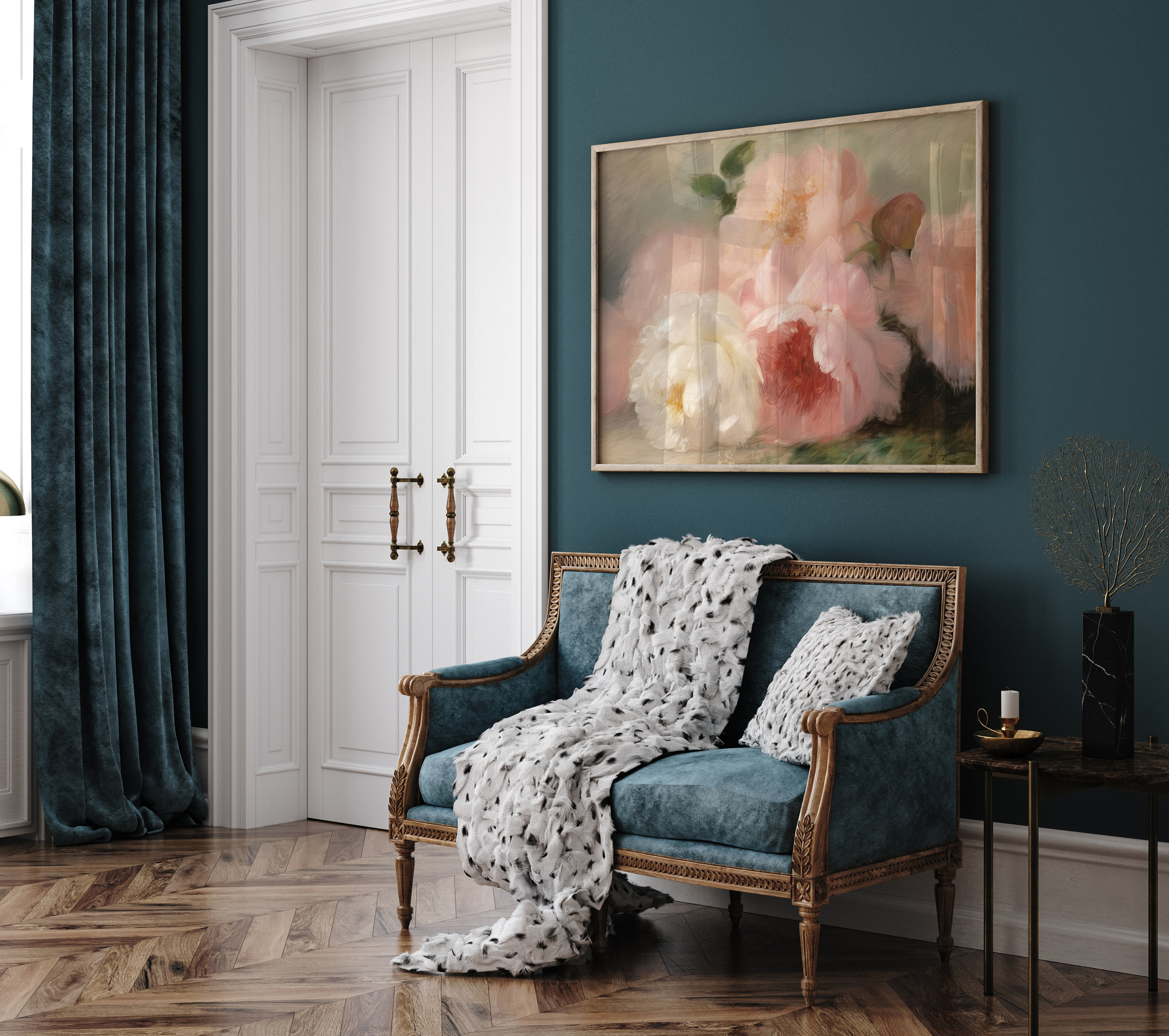 Vintage Peonies Blush Pink Oil Painting Floral Nursery Art Poster - Image 2