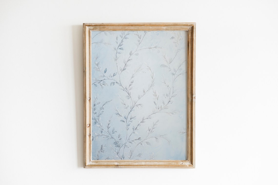 Blue Floral Pattern Vintage Nursery Print Nursery Wall Decor Nursery Art Vintage Art Botanical Wall Art - Image 2