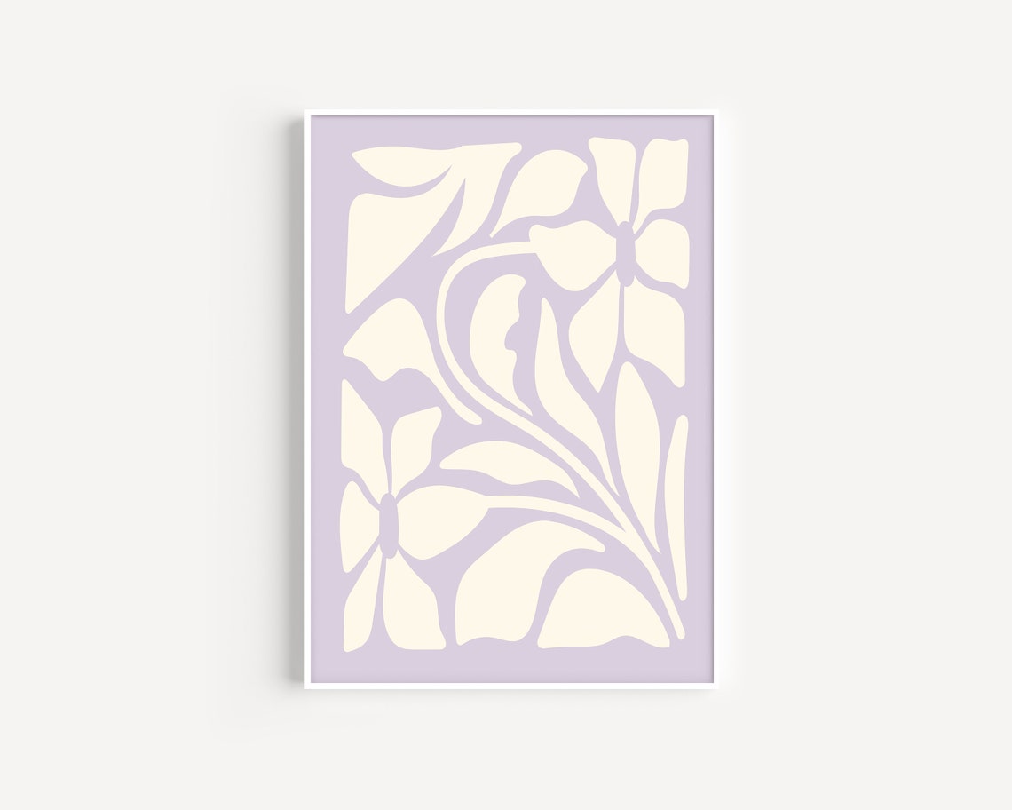 Soft Lilac Bold Abstract Floral Organic Shapes Modern Art Poster - Image 3