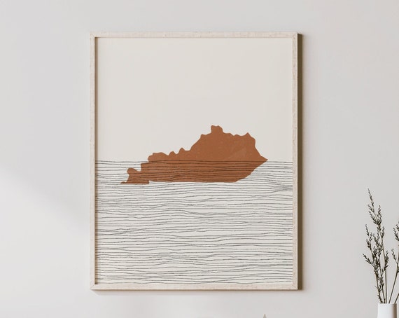 Boho Decor Kentucky Mid Century Wall Art Minimalist And Abstract Print State Map Gift