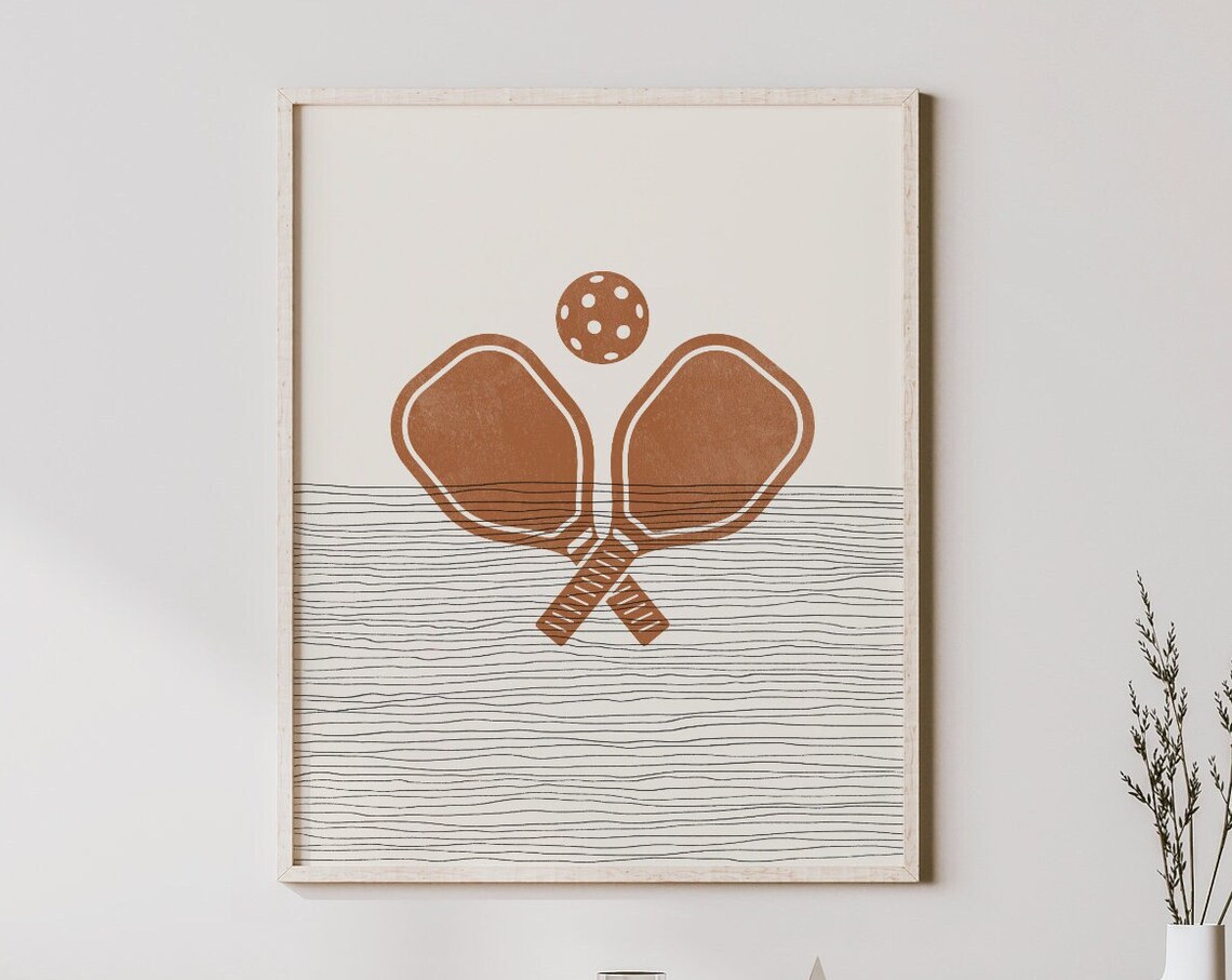 Boho Pickleball Paddles Minimalist Art Print