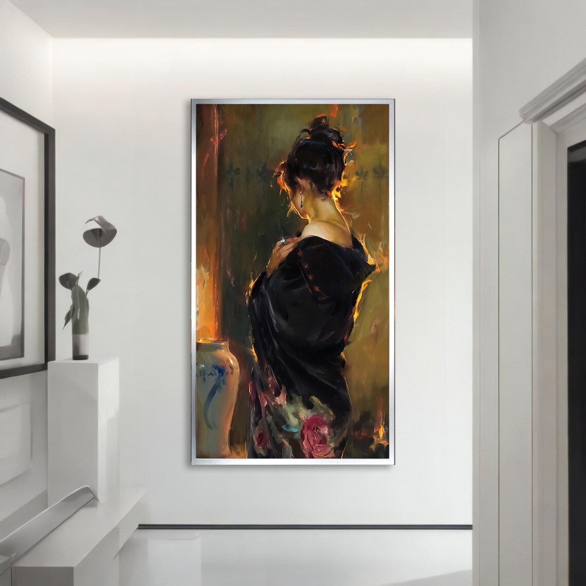 Elegant Woman Painting, Sophisticated Home Decor - Image 2