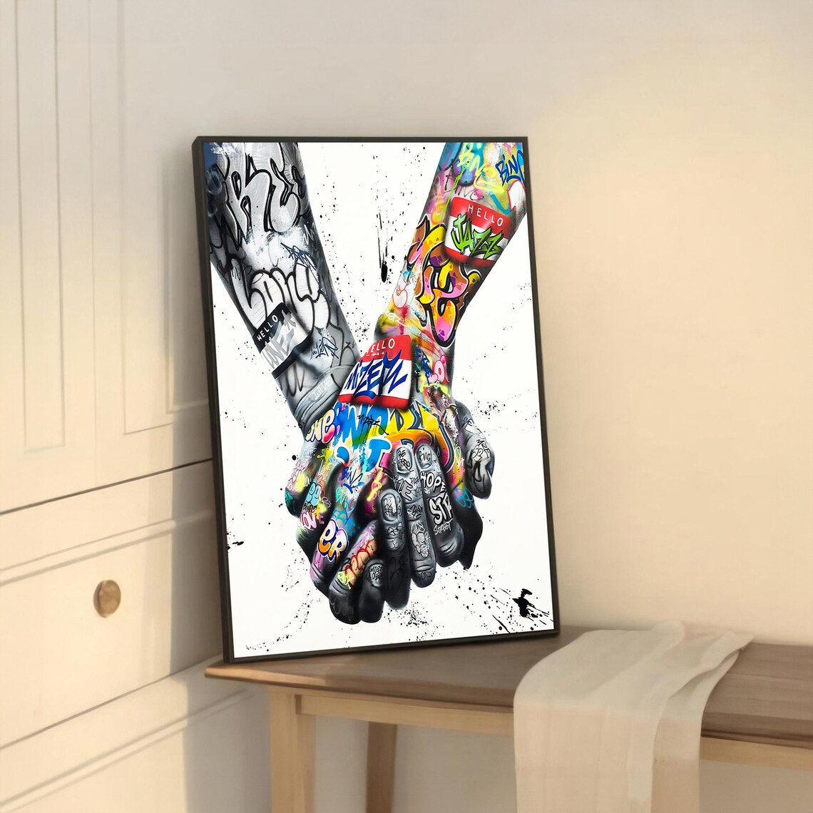 Holding Hands Graffiti Art, Pop Art Style - Image 5