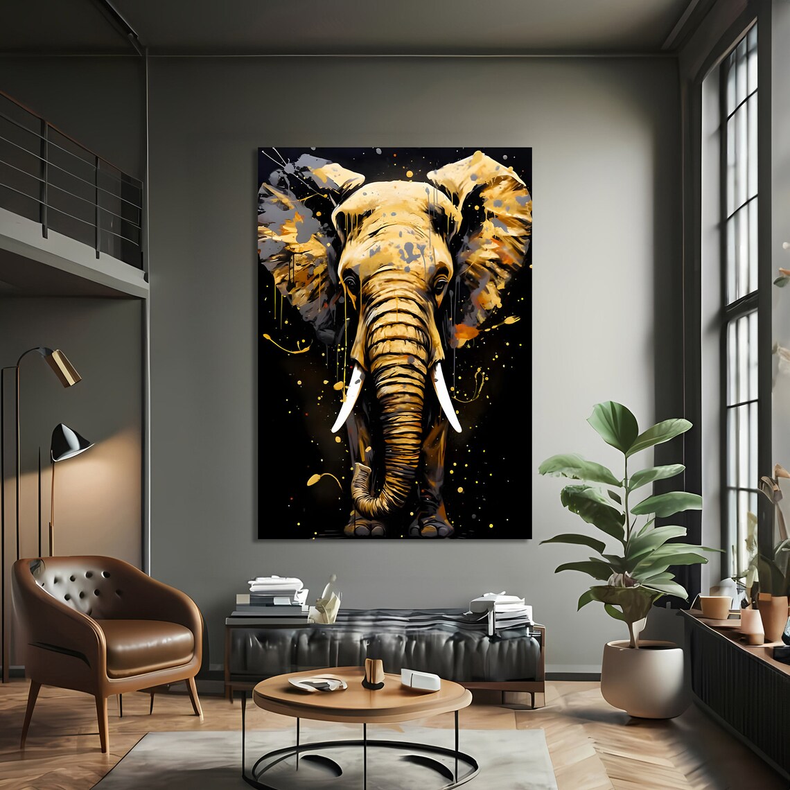 Bold Elephant Abstract Animal Painting - Image 3