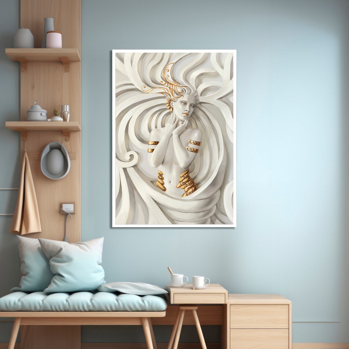 Golden Adorned Goddess Wall Art, Luxurious Decor - Image 3