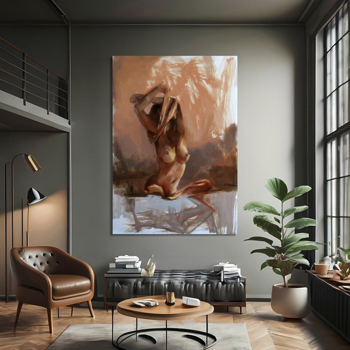 Passionate Embrace Of Lovers, Sensual Wall Art Print - Image 2