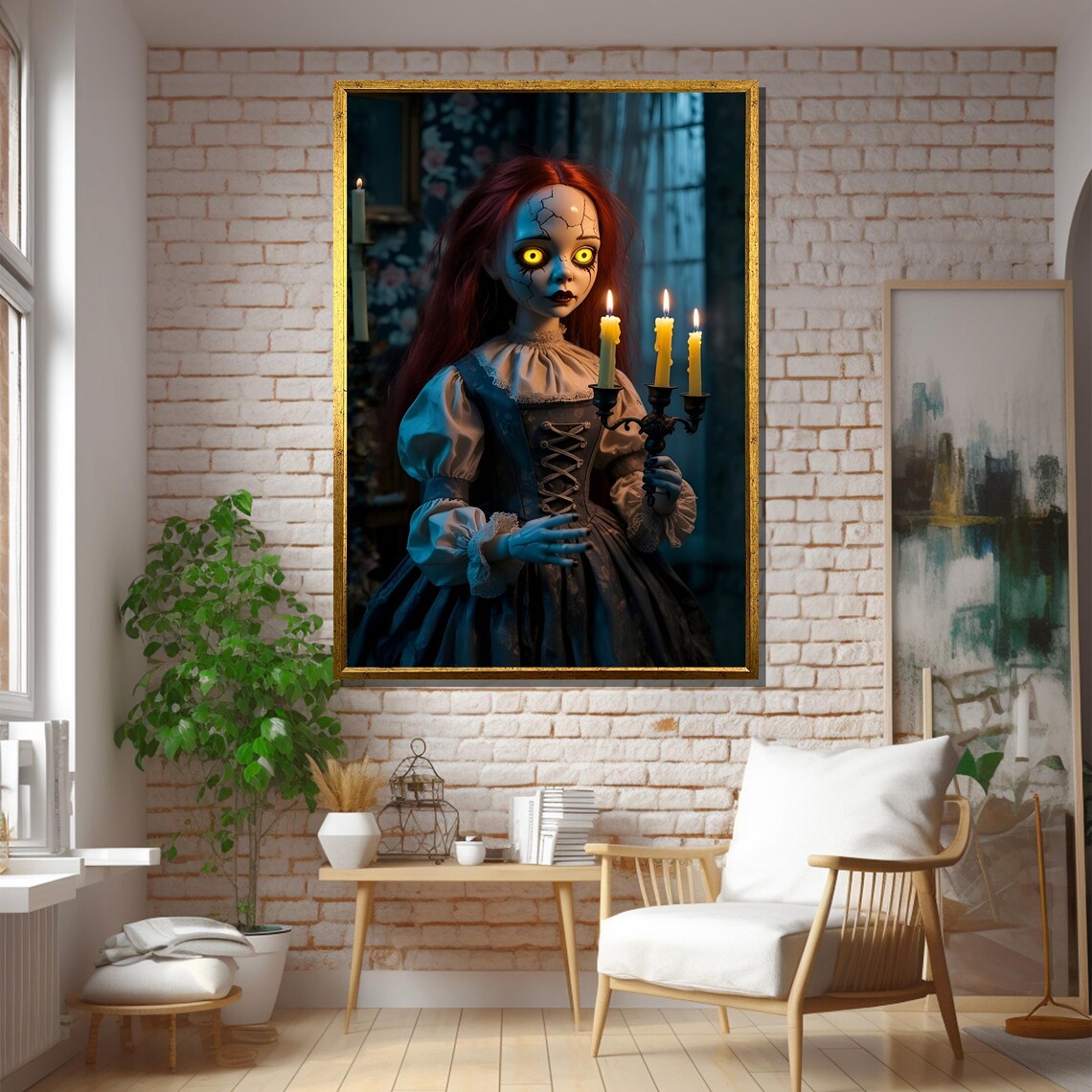 Gothic Haunted Doll With Candlelight Art Print - Image 5