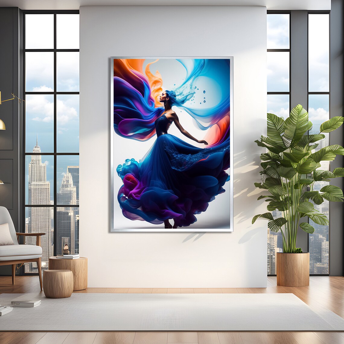 Vibrant Flowing Dress Art Print, Bold Statement Decor - Image 2