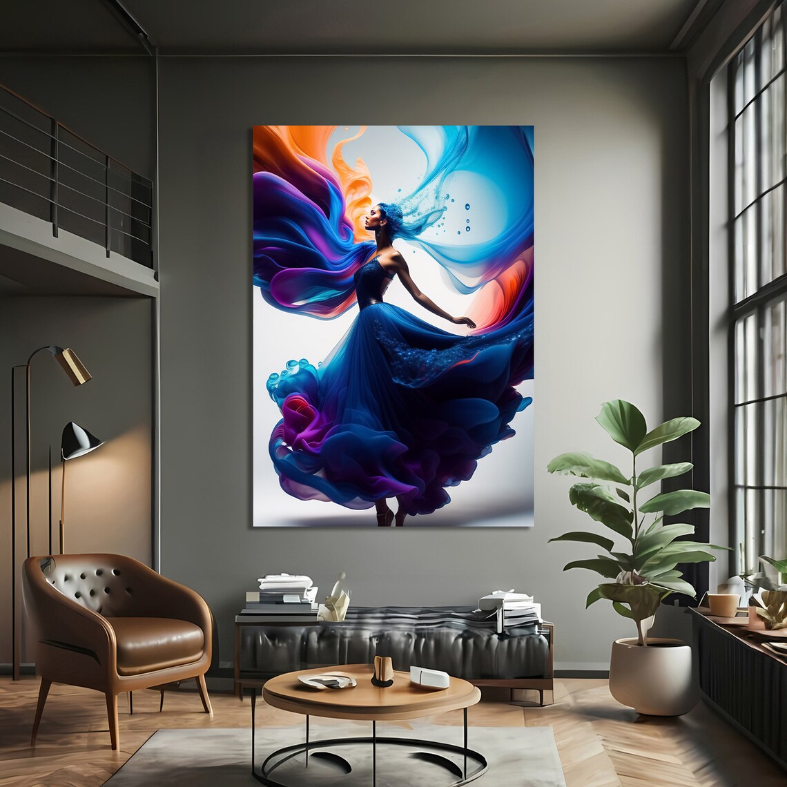 Vibrant Flowing Dress Art Print, Bold Statement Decor - Image 3