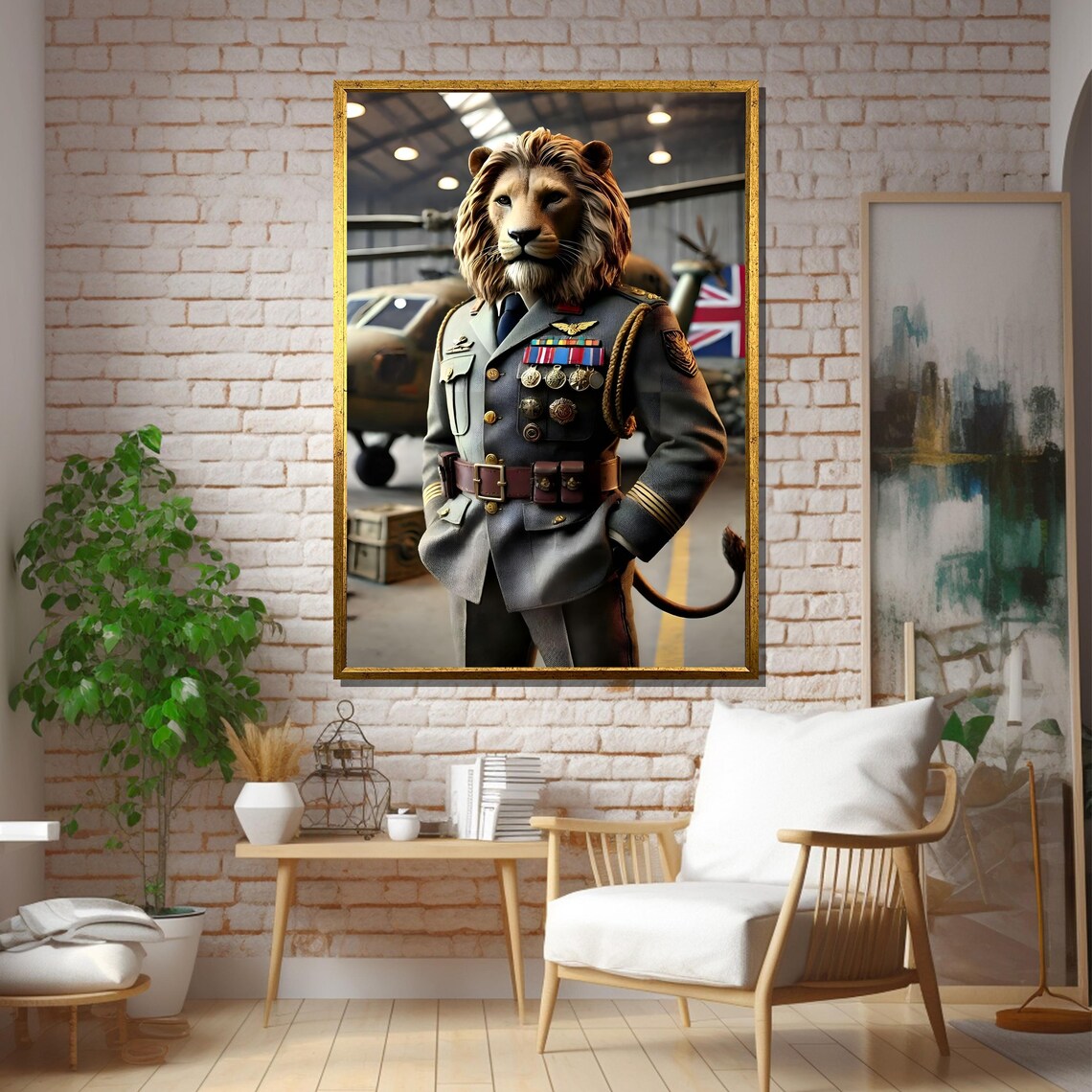 Lion Dressed as British Military Officer Medals Funny Animal Poster - Image 5