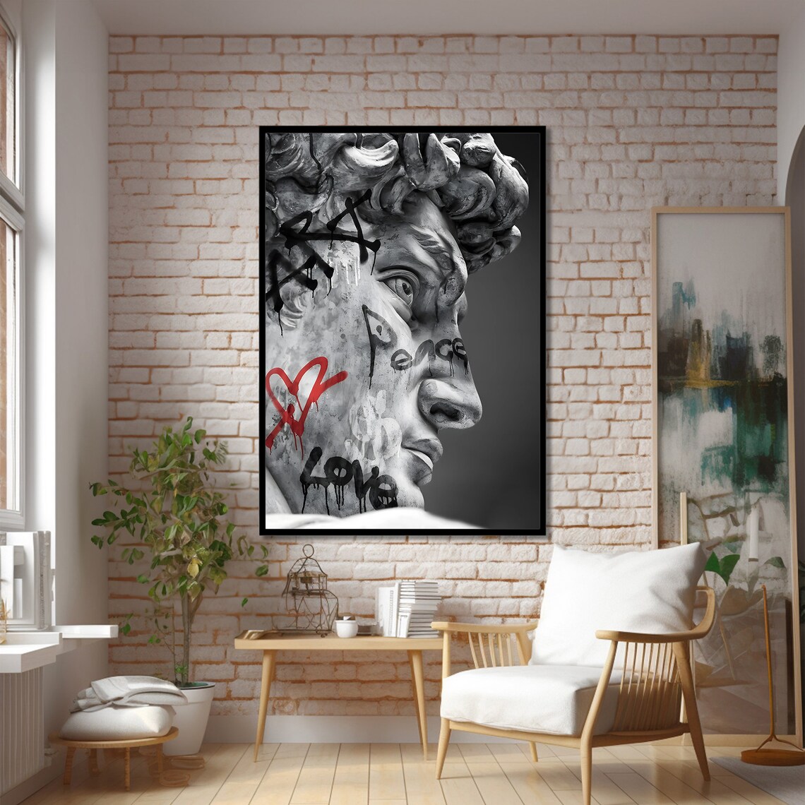 Graffiti David Bust, Modern Pop Art Wall Art - Image 2