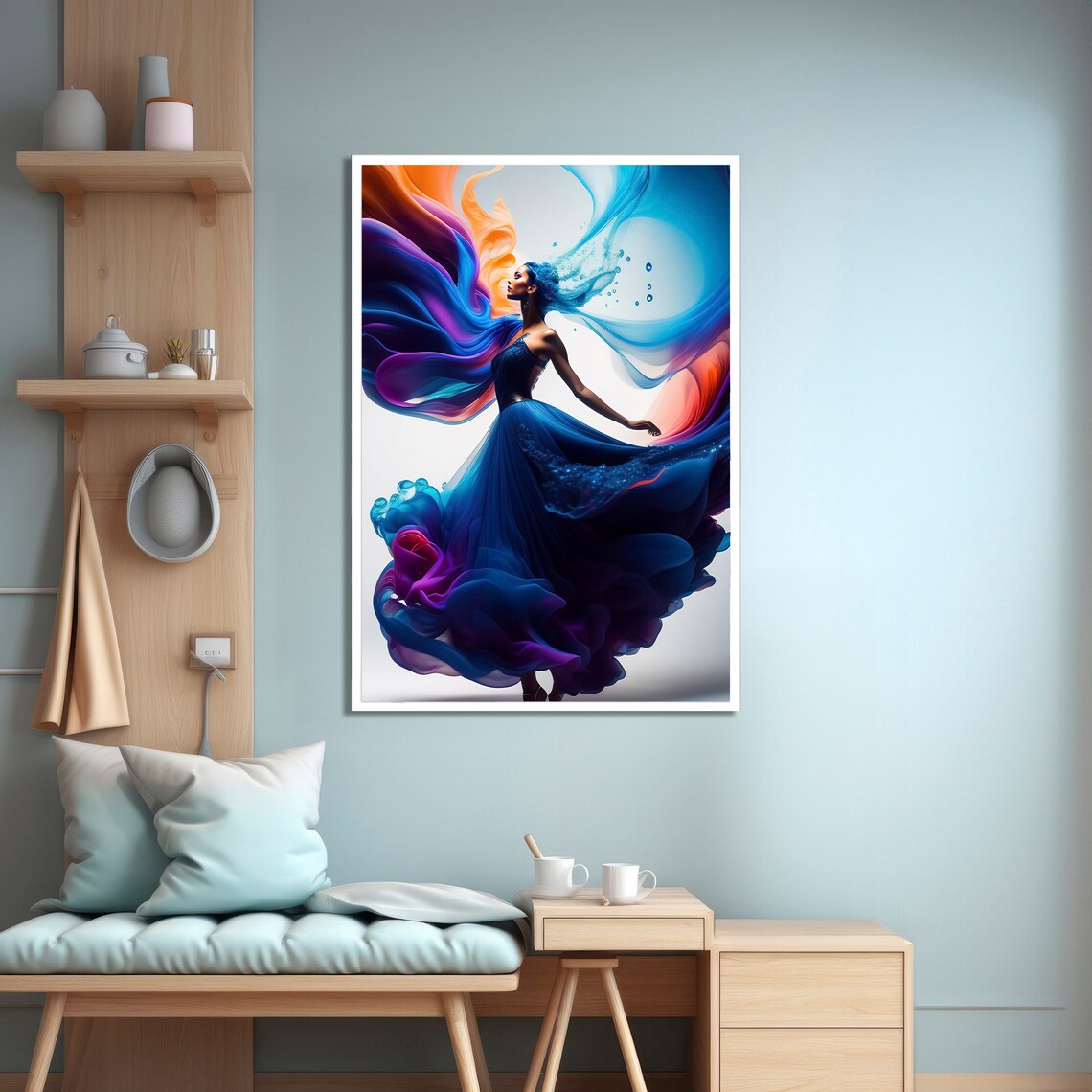 Vibrant Flowing Dress Art Print, Bold Statement Decor - Image 4