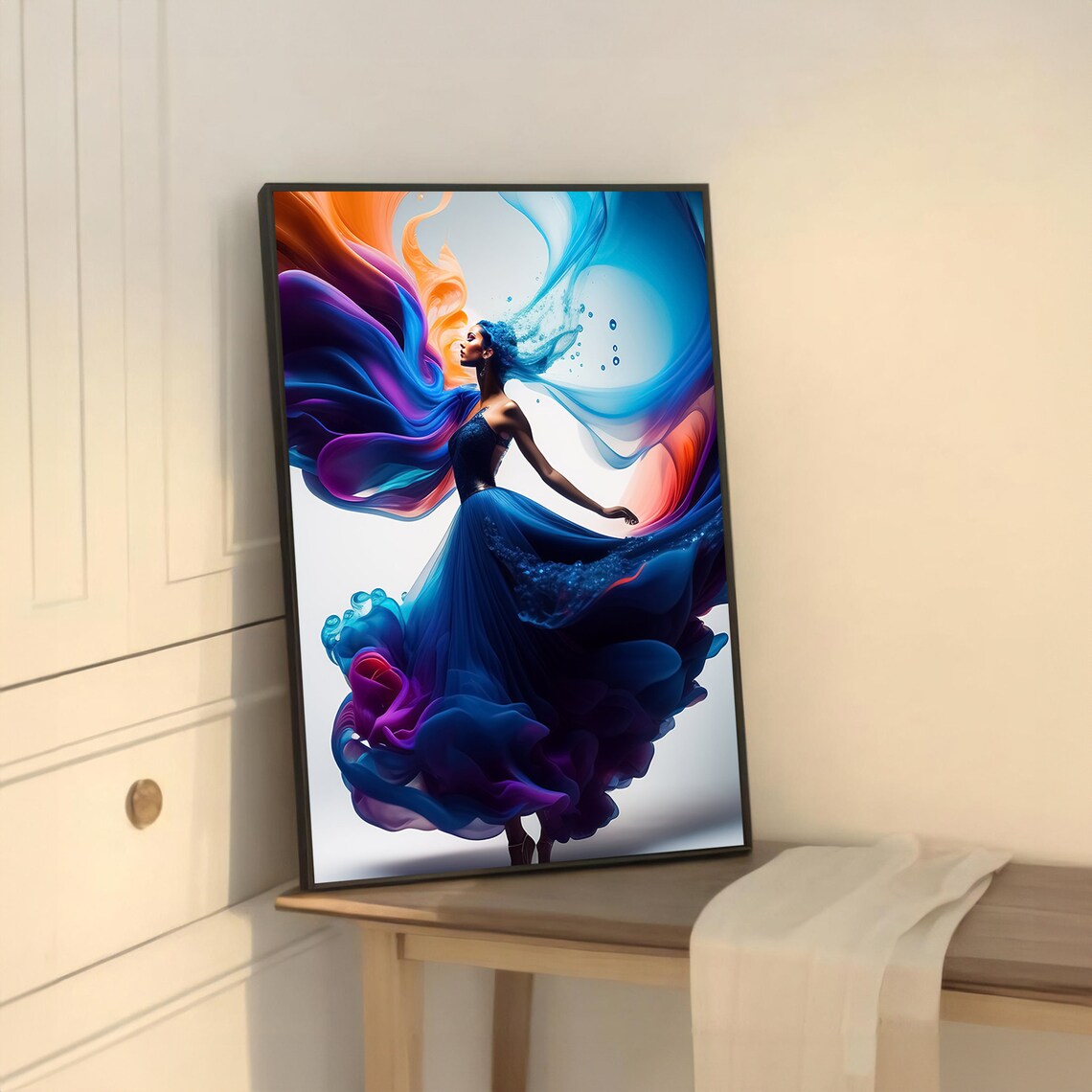 Vibrant Flowing Dress Art Print, Bold Statement Decor - Image 5