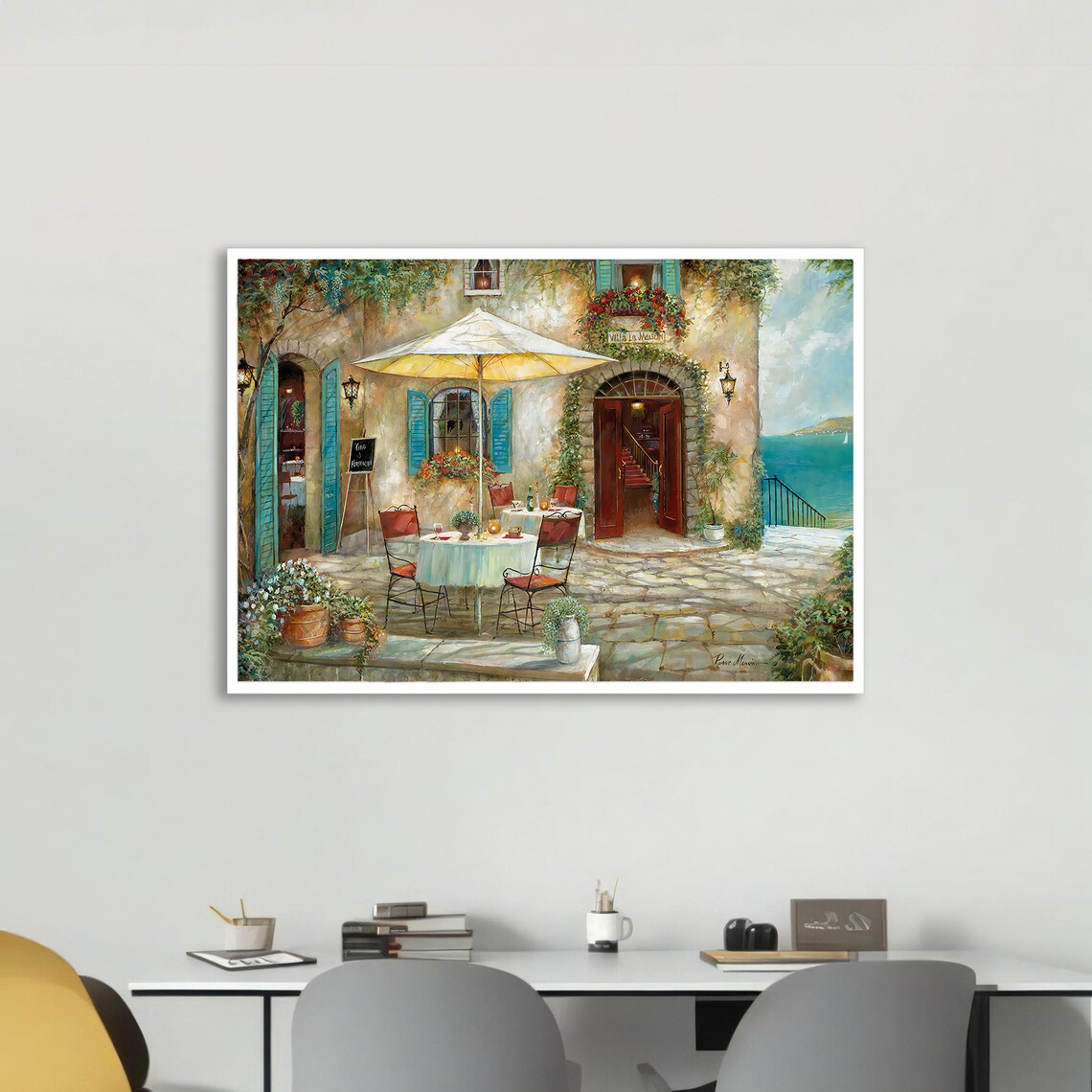 Charming Cafe Terrace, Mediterranean Art Print - Image 4