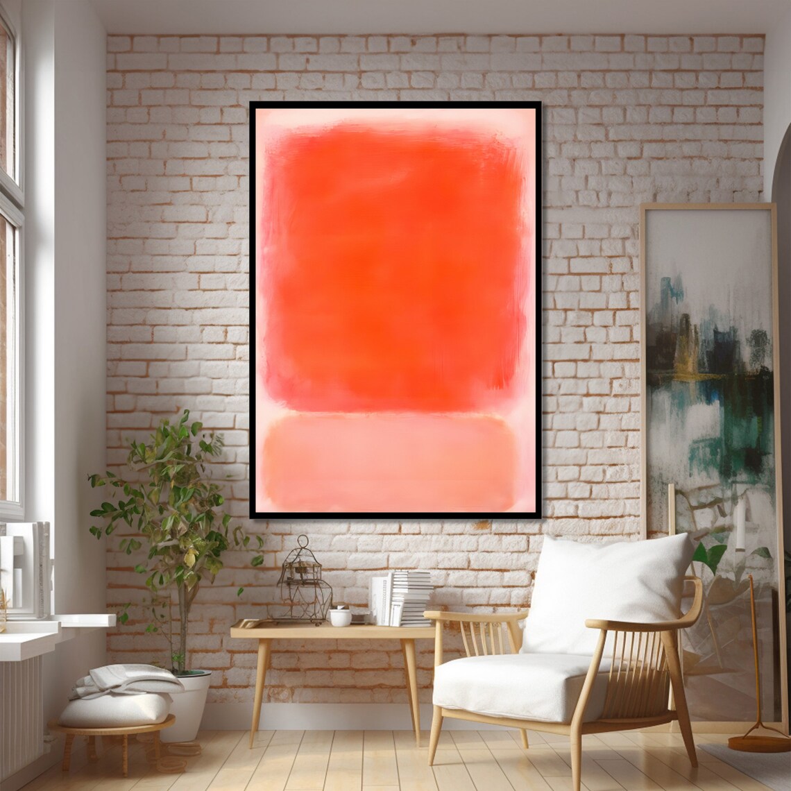 Vibrant Orange and Pink Rothko-Inspired Art Print - Image 2