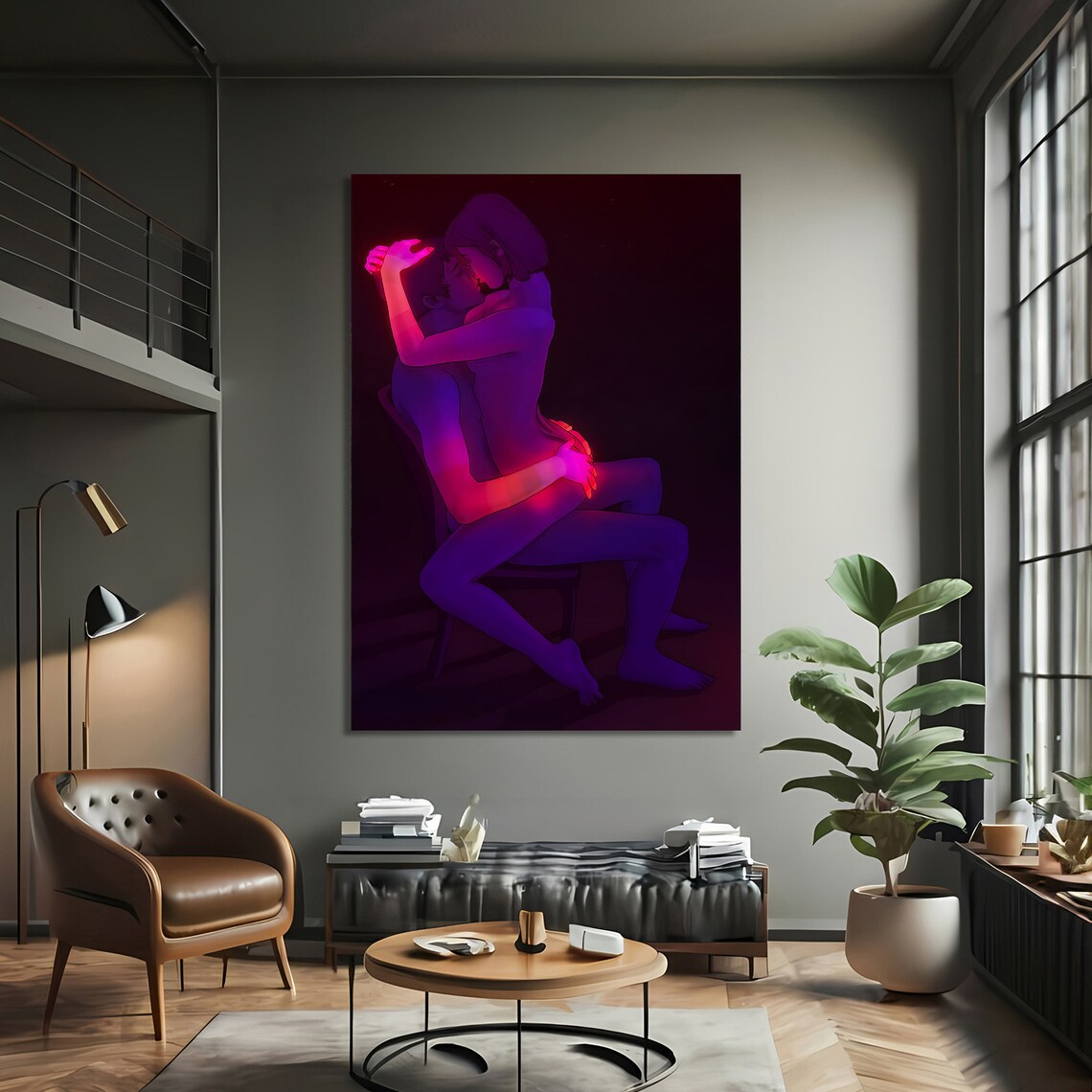 Intense Erotic Embrace, Minimalist Style Art Print - Image 3