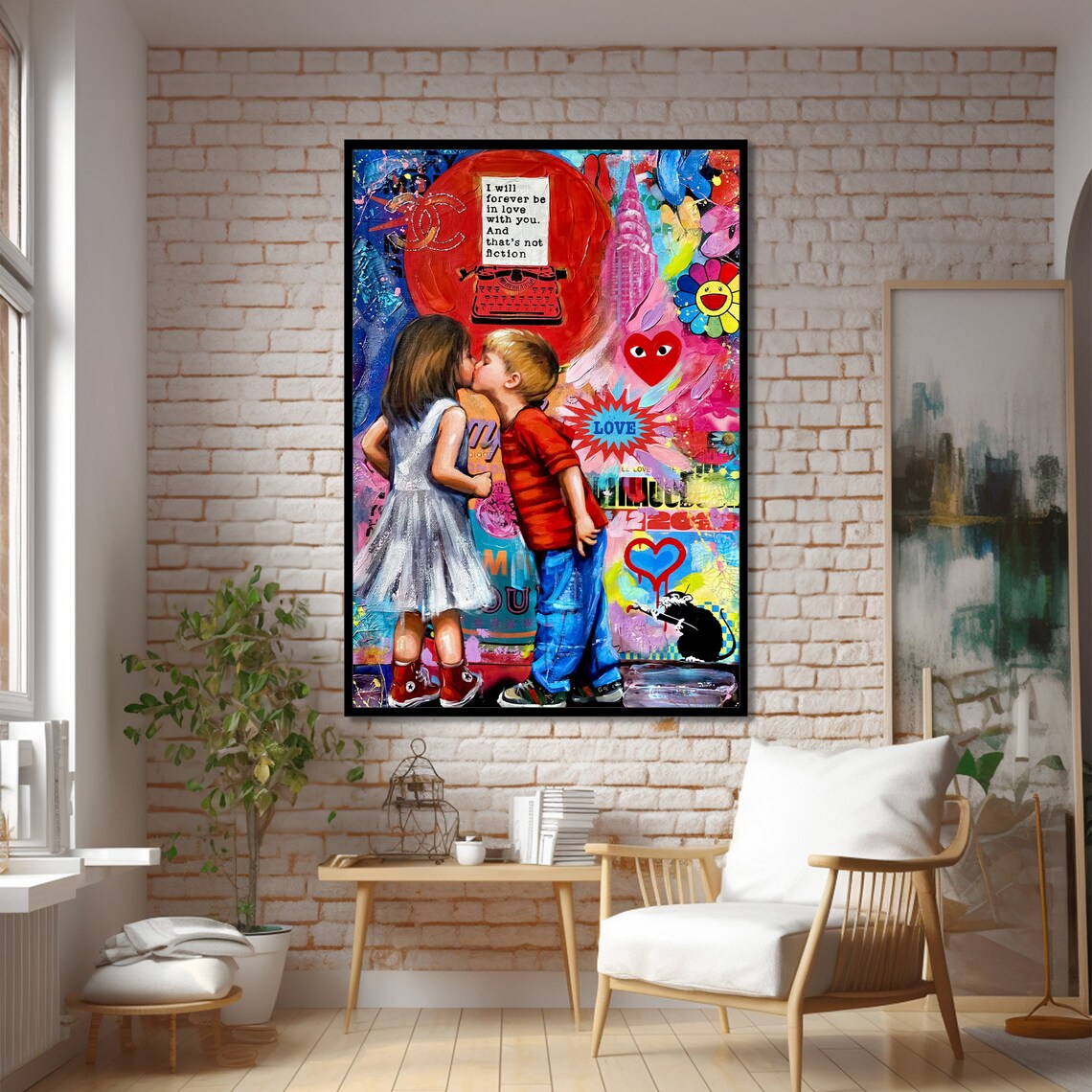 Eternal Love Graffiti Painting, Whimsical Street Art - Image 2